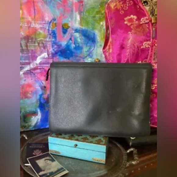 Auth RARE Vintage GUCCI Black Leather Brief Tote Briefcase Case Portfolio GG - Picture 4 of 9